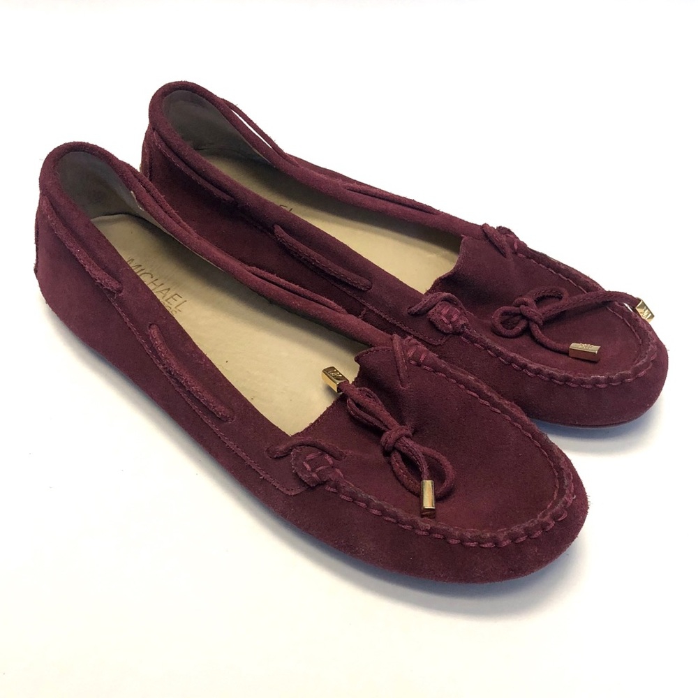 MICHAEL KORS | Burgundy Suede Driving Moccasins 9 - Picture 2 of 5